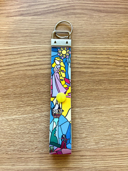 Rapunzel stained glass keychain/ tangled ear holder/Disney park mouse ear backpack holder