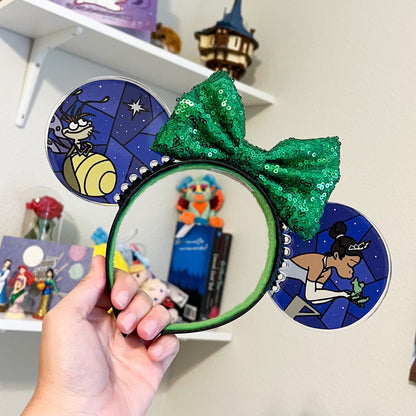 Tiana Faux Stained Glass Mouse Ears, Princess and the Frog Resin Disney parks Ears, Handmade Headband, Evangeline and Ray ears