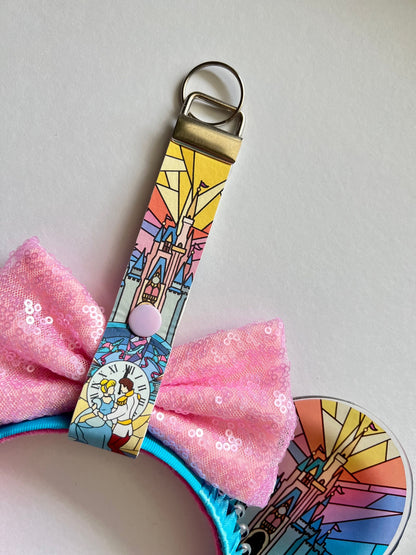 Cinderella keychain/ key fob/ disney mouse ear holder Cinderella castle inspired