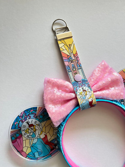 Cinderella keychain/ key fob/ disney mouse ear holder Cinderella castle inspired