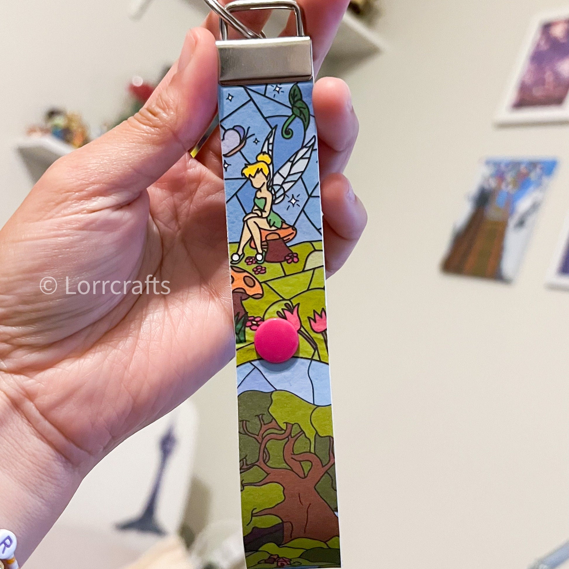 Minnie ear holder Tinkerbell inspired keychain /Fairies ear holder/ stained glass Tinkerbell key fob/ ear saver for backpack