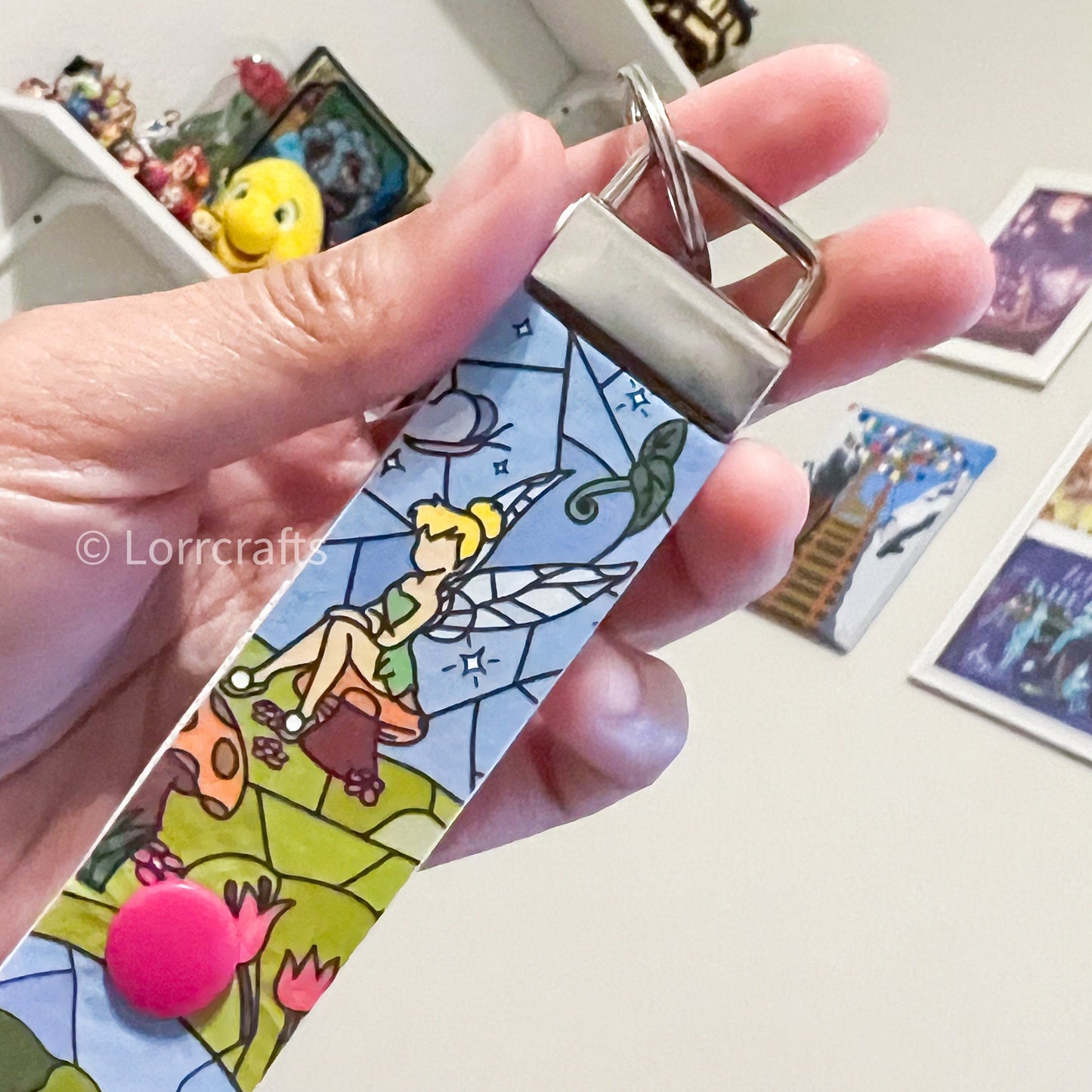 Minnie ear holder Tinkerbell inspired keychain /Fairies ear holder/ stained glass Tinkerbell key fob/ ear saver for backpack
