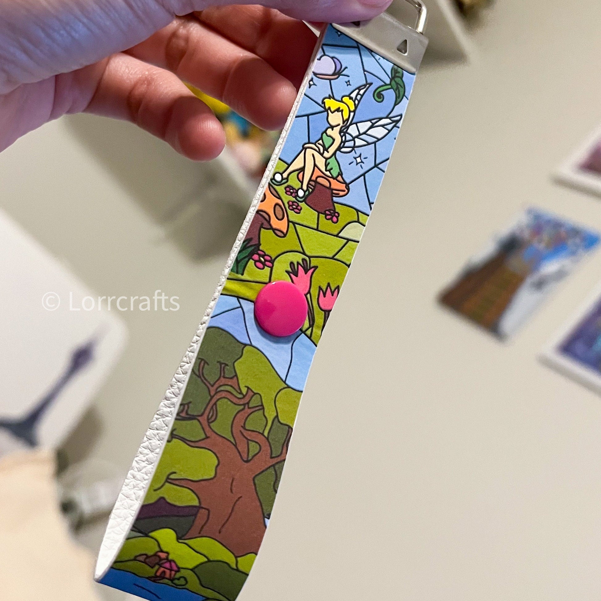 Minnie ear holder Tinkerbell inspired keychain /Fairies ear holder/ stained glass Tinkerbell key fob/ ear saver for backpack