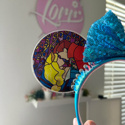 Sleeping beauty Faux stained glass ears /Aurora mouse ears /Resin maleficent mouse ears