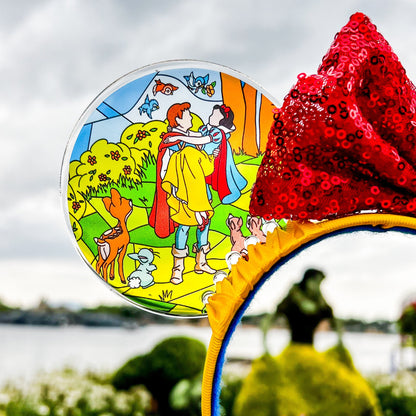 Snow White Mouse Ears / faux Stained glass Snowwhite and prince florian / resin ears