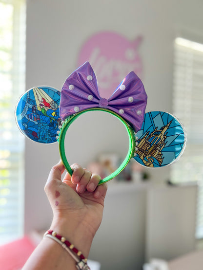 Part of your world Faux stained glass Little mermaid mouse ears/ Mermaid ears / Ariel ears