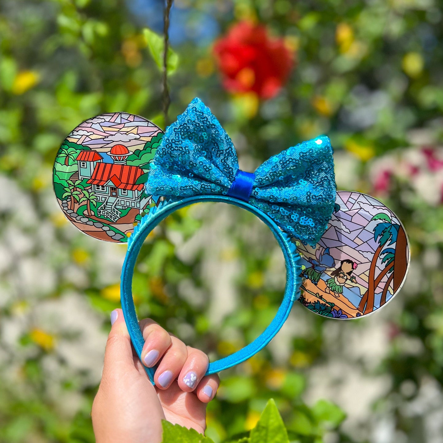 Lilo and Stitch Faux stained glass vitral ears / Hawaiian stained glass windows / experiment 626 acrylic mouse ears