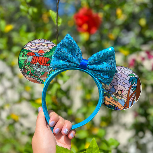 Lilo and Stitch Faux stained glass vitral ears / Hawaiian stained glass windows / experiment 626 acrylic mouse ears