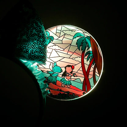 Lilo and Stitch Faux stained glass vitral ears / Hawaiian stained glass windows / experiment 626 acrylic mouse ears