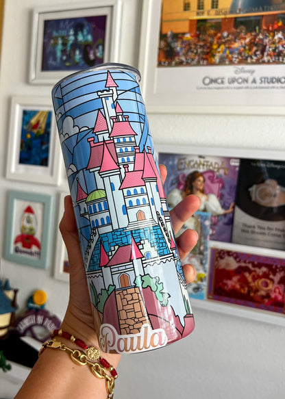 Beauty and the beast Tumbler, stained glass be our guest skinny tumbler