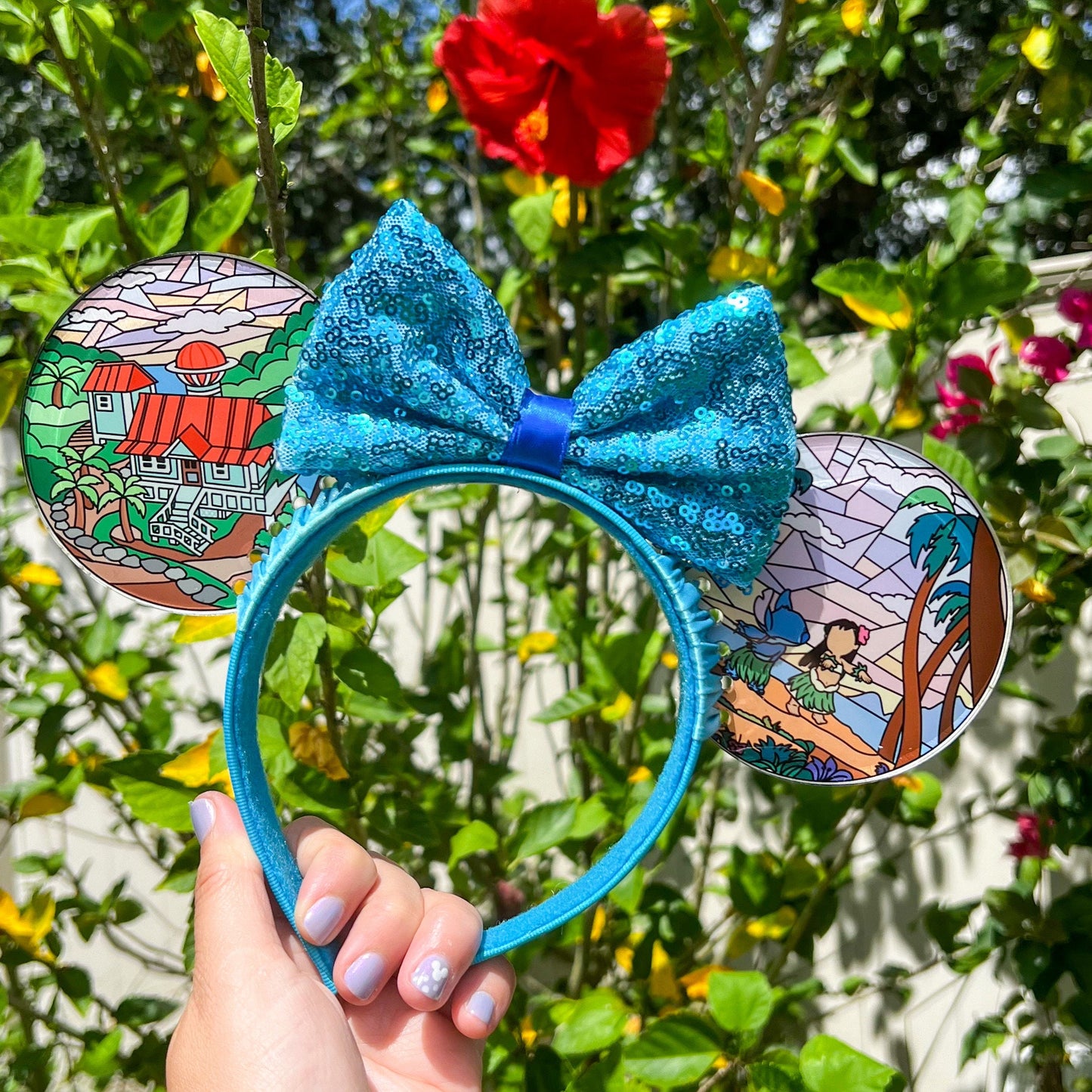 Lilo and Stitch Faux stained glass vitral ears / Hawaiian stained glass windows / experiment 626 acrylic mouse ears