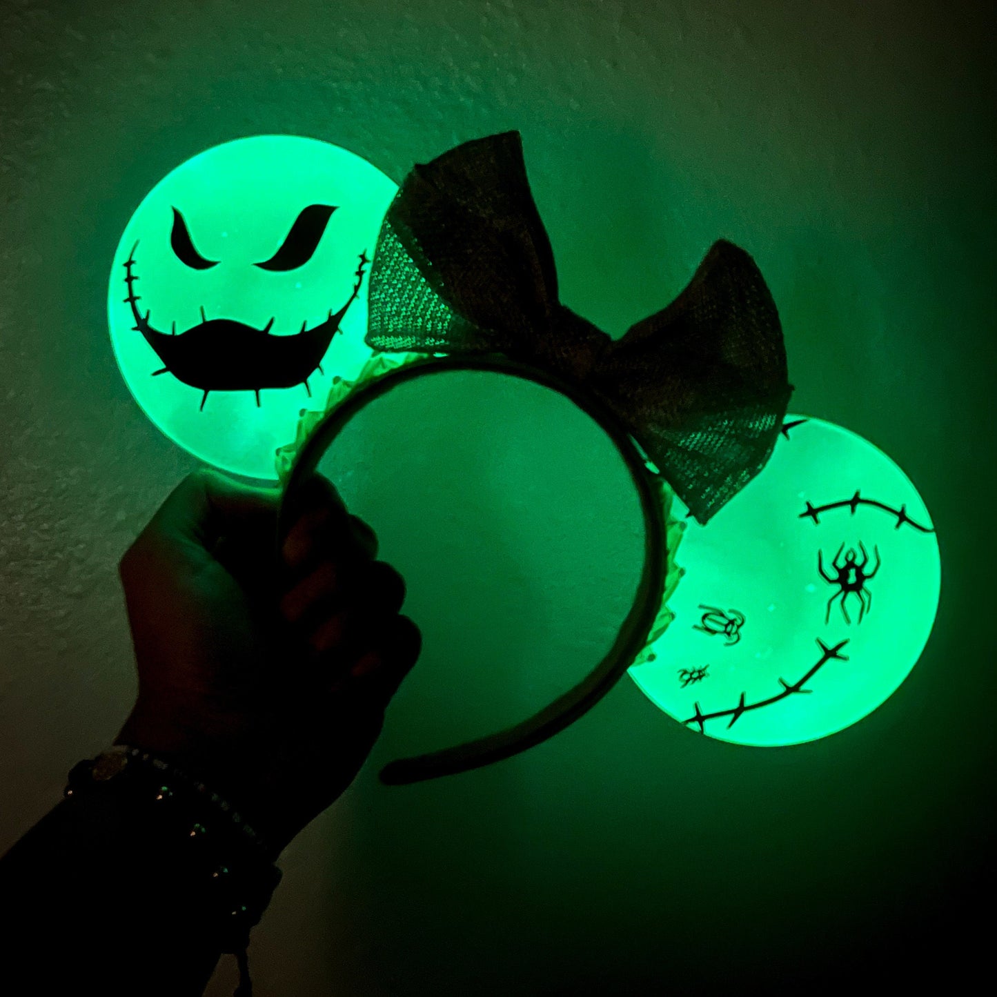 Oogie Boogie glow in the dark resin ears/ Halloween mouse ears