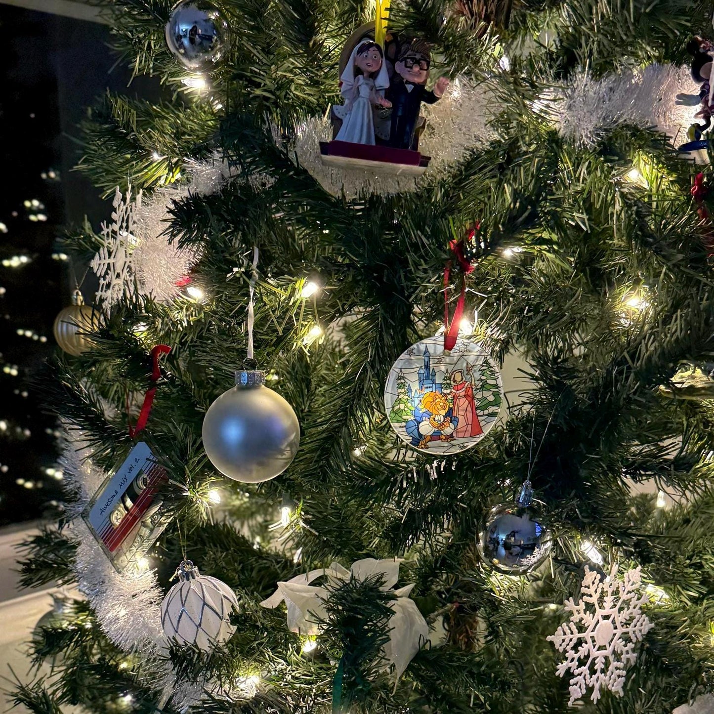 Beauty and the beast Ornament / Stained glass ornament/ Christmas tree glass ornament