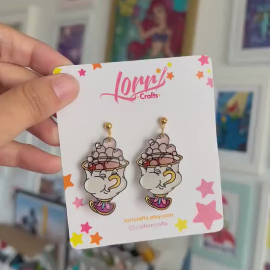Chip earrings /Beauty and the beast accessory / nickel free disney earring