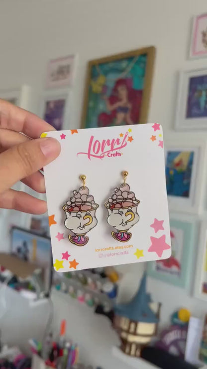 Chip earrings /Beauty and the beast accessory / nickel free disney earring