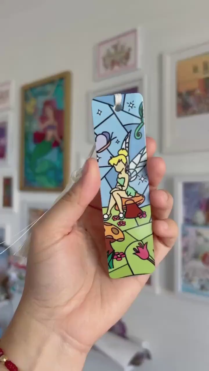 Tinkerbell bookmark, faux stained glass, Handmade Disney gift