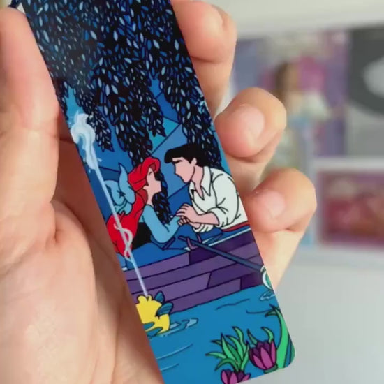 Kiss the girl little mermaid bookmark/ Ariel and Eric stained glass design, Handmade Disney gift