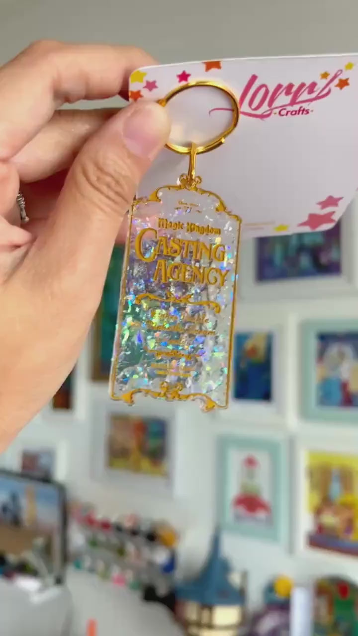 Magic Kingdom Casting agency door inspired keychain/ Disney world cast member famous door