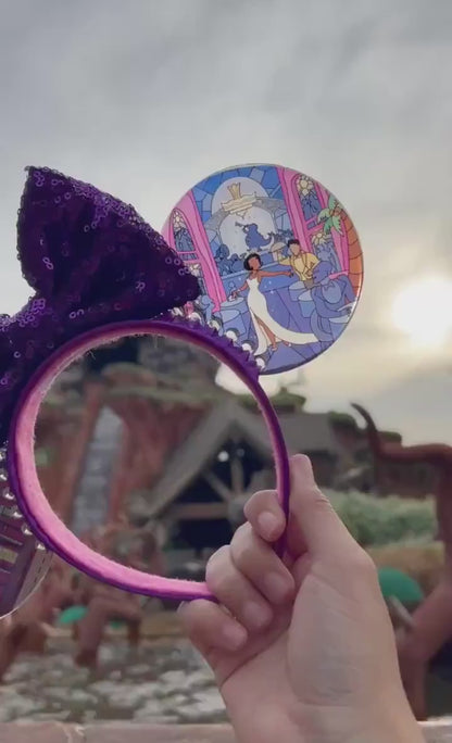 Tianas palace faux stained glass mouse ears / Almost there ears/ Tianas bayou adventure/ Princess and the frog ears