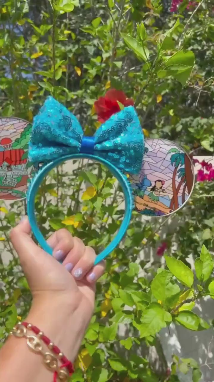 Lilo and Stitch stained glass mouse ears /stitch disney mouse ears /light up acrylic mouse ears