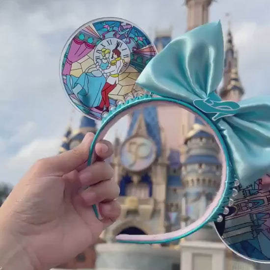 Cinderella Faux Stained Glass Mouse Ears | Cinderella Castle Ears | Prince Charming & Cinderella Inspired Disney Ears | Fairytale Headband