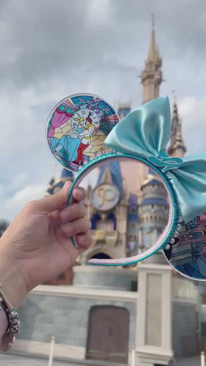 Cinderella Faux Stained Glass Mouse Ears | Cinderella Castle Ears | Prince Charming & Cinderella Inspired Disney Ears | Fairytale Headband