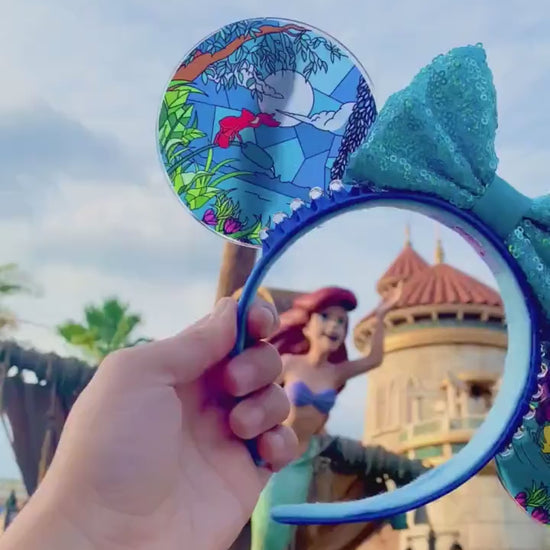 Kiss the Girl Faux Stained Glass Mouse Ears | Ariel and Eric Little Mermaid Resin Ears for Disney Parks