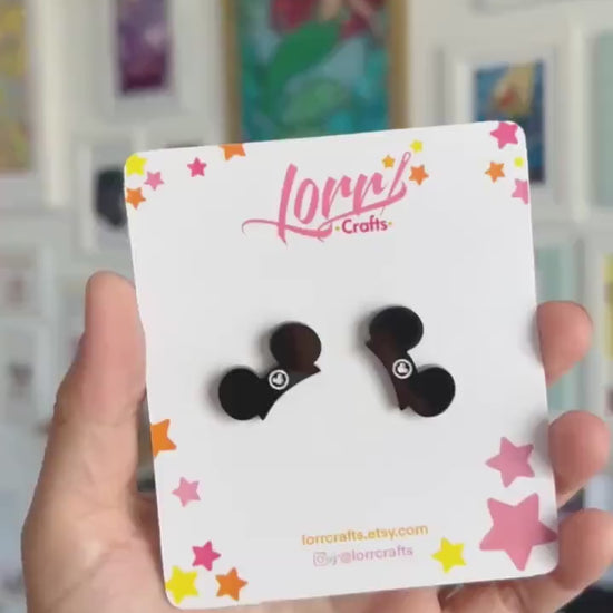 Mickey Mouse club house inspired earrings, Handmade Disney gift, Mouse ears nickel free earring