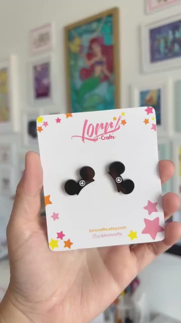 Mickey Mouse club house inspired earrings, Handmade Disney gift, Mouse ears nickel free earring
