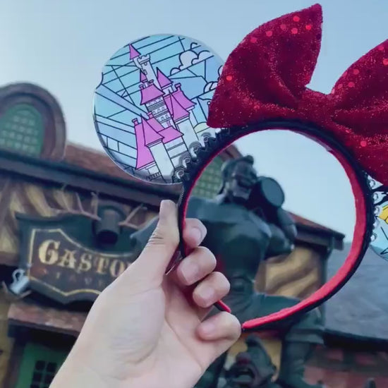 Faux Stained Glass Beauty and the Beast Mouse Ears | Handmade Belle-Inspired Headband for Disney Parks