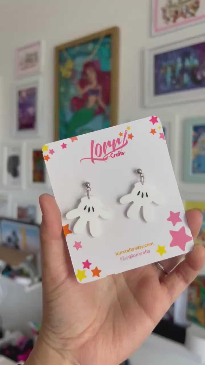 Mickey Mouse glove inspired earrings, disney park accessory , Handmade nickel free earrings